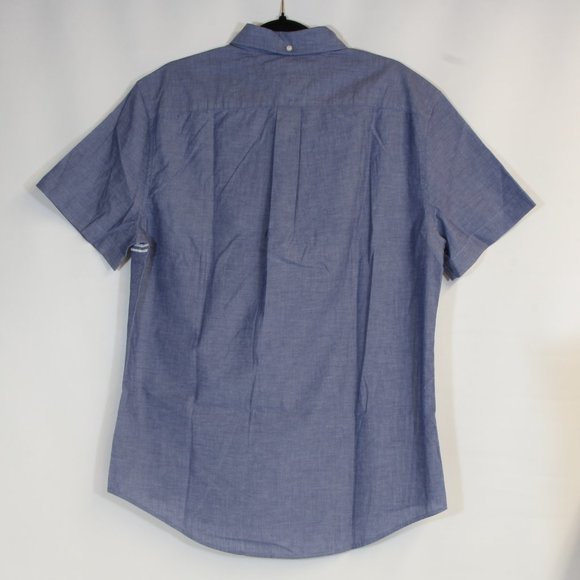 Tommy Hilfiger Custom Fit Large Blue White Button Down Short Sleeve Shirt NWT - Picture 6 of 6